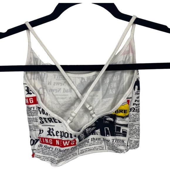 FOREVER 21 - Crop Tank Top - Raw Edge - News Print - Women’s Size Small - Picture 4 of 7